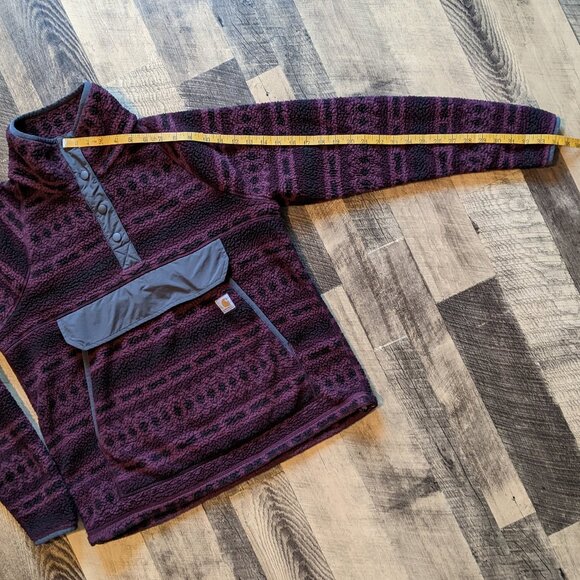 Carhartt Aztec Fleece Pullover ¼ Snap Relaxed Fit Red Medium - Picture 6 of 7